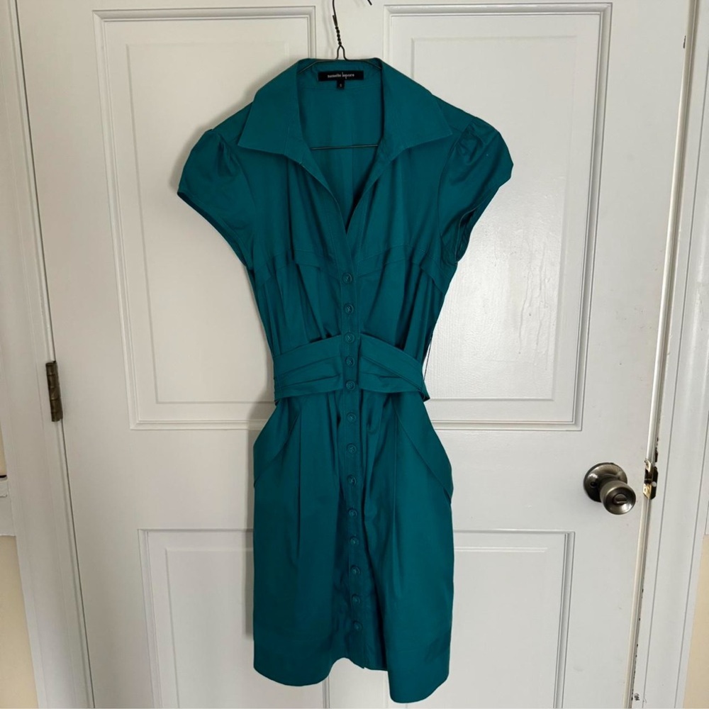 Nanette Lepore Teal Button-Down Dress